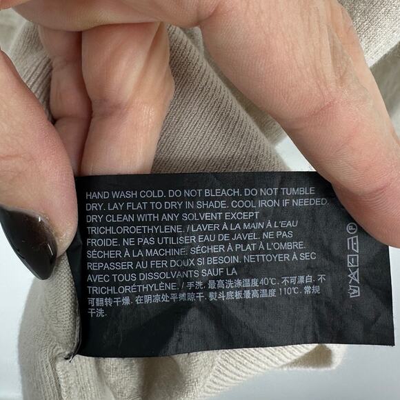 Theory Women's New Ivory Crewneck Sweater in Regal Wool, New Ivory, Size L, Flaw - Picture 9 of 9